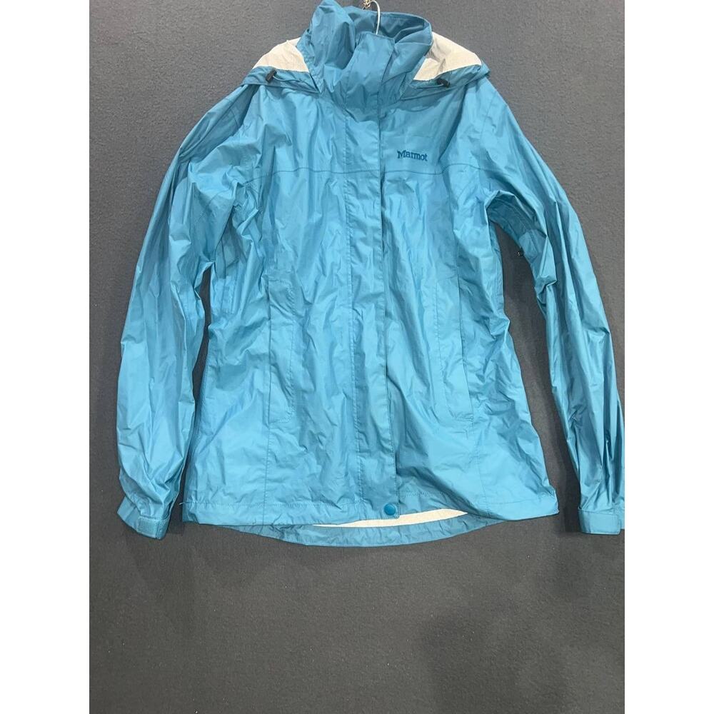 Marmot Jacket Rain coat S Blue Hooded Waterproof Breathable Packin A009010 - Picture 10 of 11